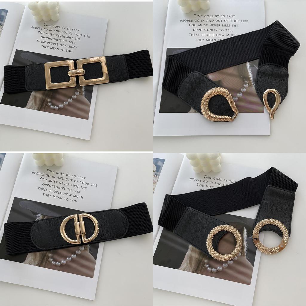 Versatile Black Elastic Wide Waist Belt For Women Enhancing Dress Styles With Features Slimming