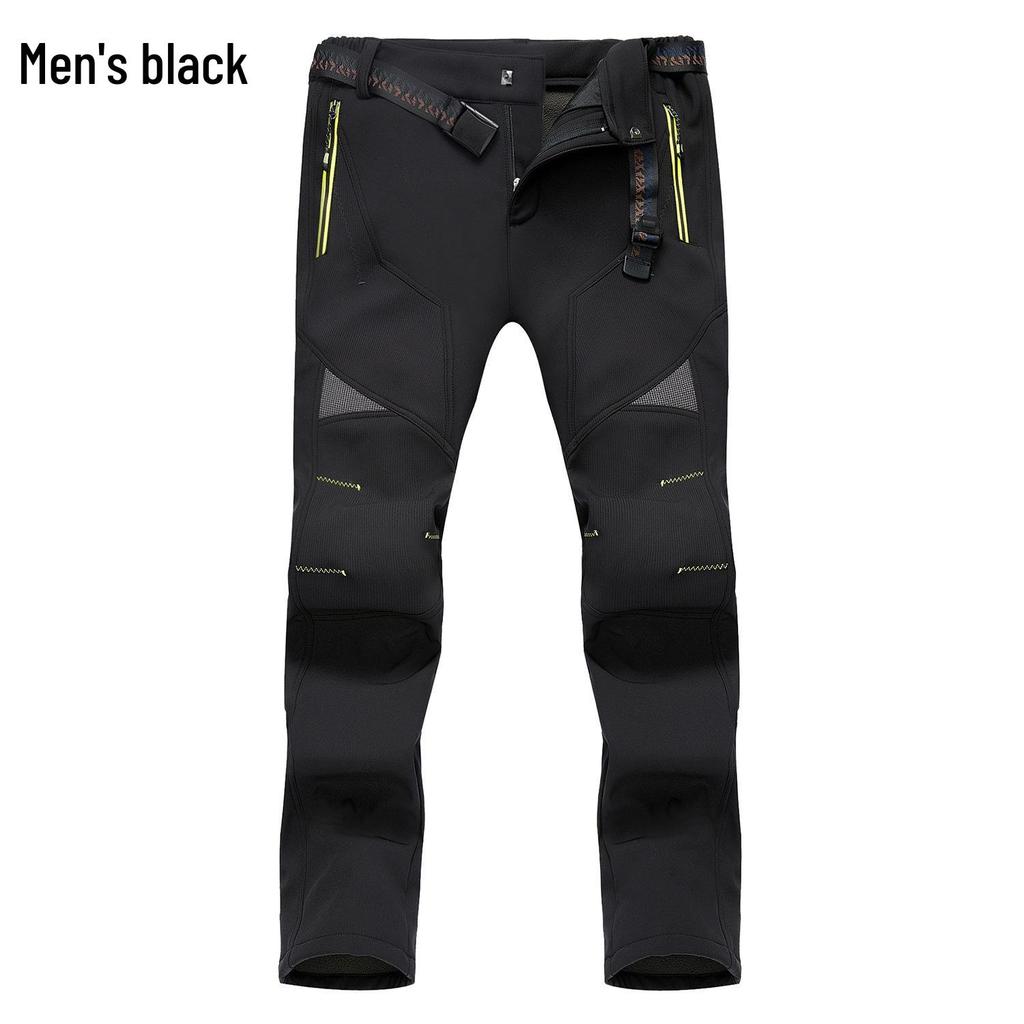 Men's and Women's Plus Size Slim Fit Fleece-Lined Waterproof Windproof Winter Mountaineering Pants