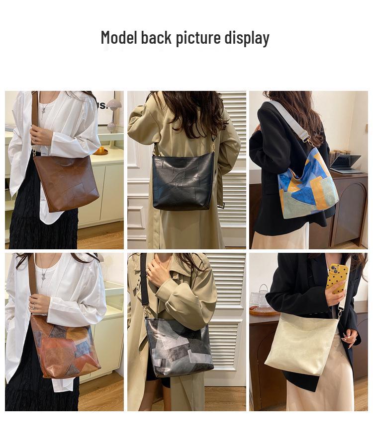 2024 Neue Patchwork Colorblock Crossbody Tote - Damen Große Kapazität Lässige Einzel-Schultertasche für Studentinnen