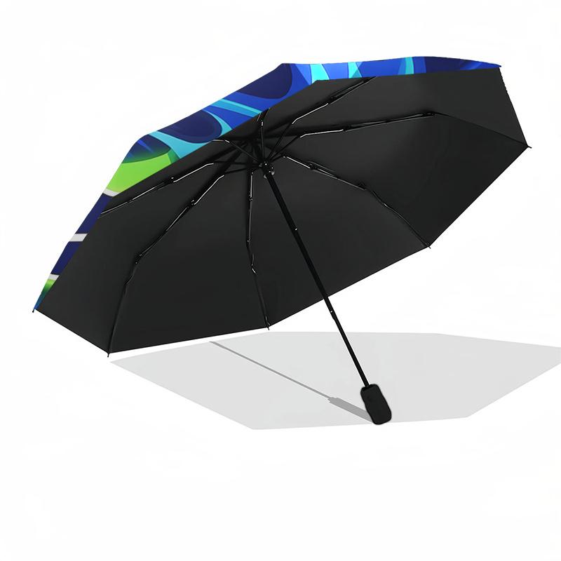 Seattle Seahawks Flame Design Automatic Opening/Closing Umbrella - Portable 3-Fold Design with 8-Bone Iron Frame, Gift for Fans and Traveler