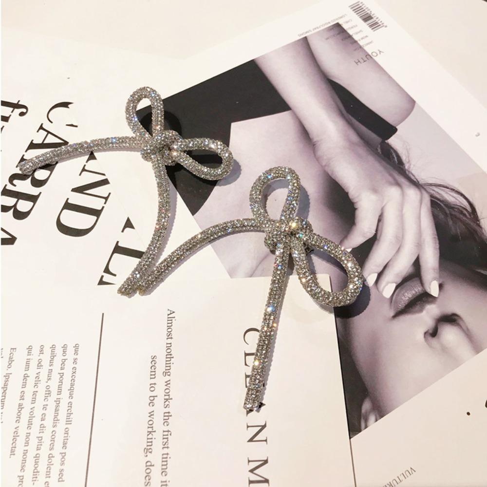 

Rhinestone Bowknot Clips Crystal Hair Clip Fashion Accessories Women