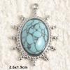 DIY Vintage Sun Oval Charm Stainless Steel Pendants For Jewelry Making Supplies Turquoise Charm Necklace Earrings Decor Findings