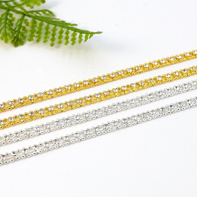 Rhinestone Chain 10Yards Diamond Trim Fringe Crystal Bag Hat Accessories DIY Craft Decoration Gift Rhinestone Ribbon Metal Chain