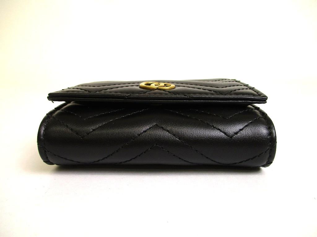 Authentic GUCCI GG Marmont Black Leather Bifold Wallet Compact Wallet #a913  Refurbished