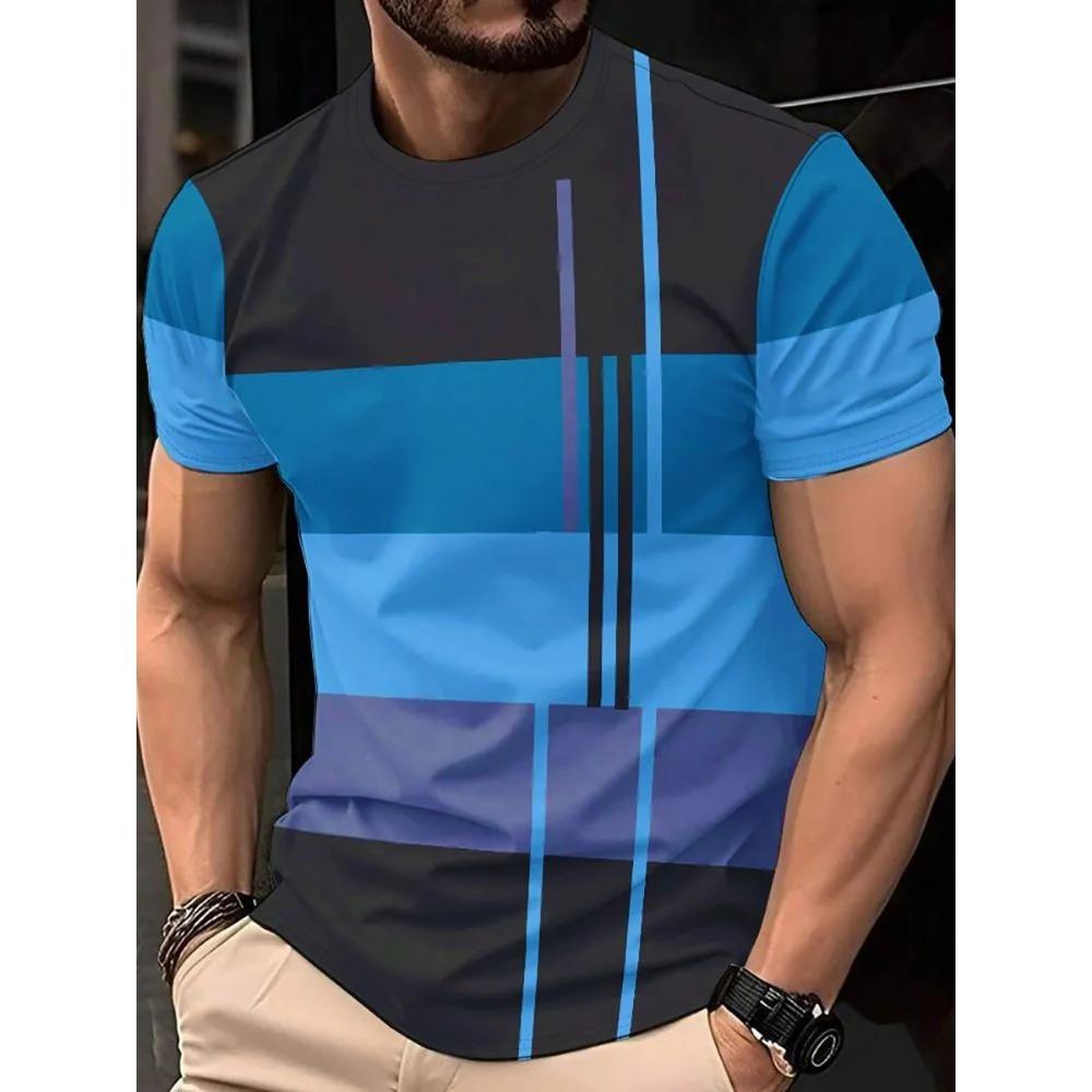 Men's 3D Printed T-shirt, Casual Round Neck Short Sleeved Top, Summer Fashionable T-shirt, Suitable for Daily and Vacation Wear