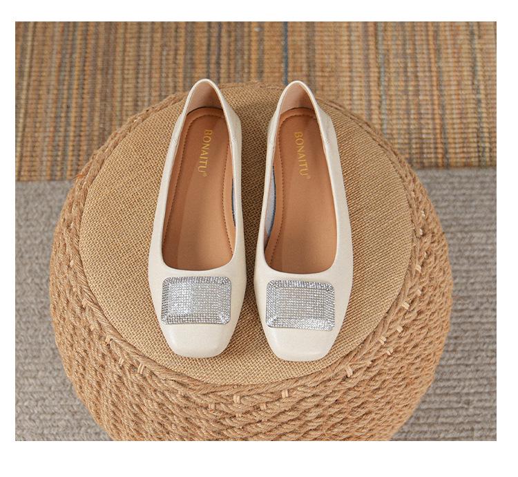 Women's Genuine Leather Flat Shoes - French Low-Cut Square Toe, Soft Sole, Plus Size 41-43, 2025 New Evening Breeze