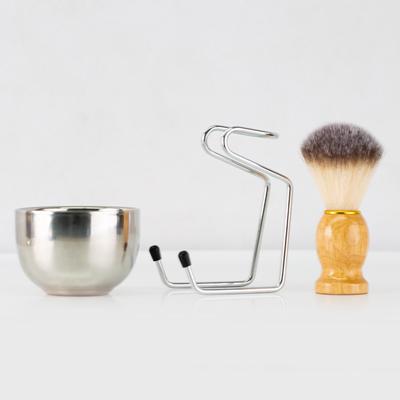 Rasierpinselständer und Schüssel-Set, Metall-Rasierpinselhalter, Seifenschale, Becher aus Kunststoff für Männer, Bart