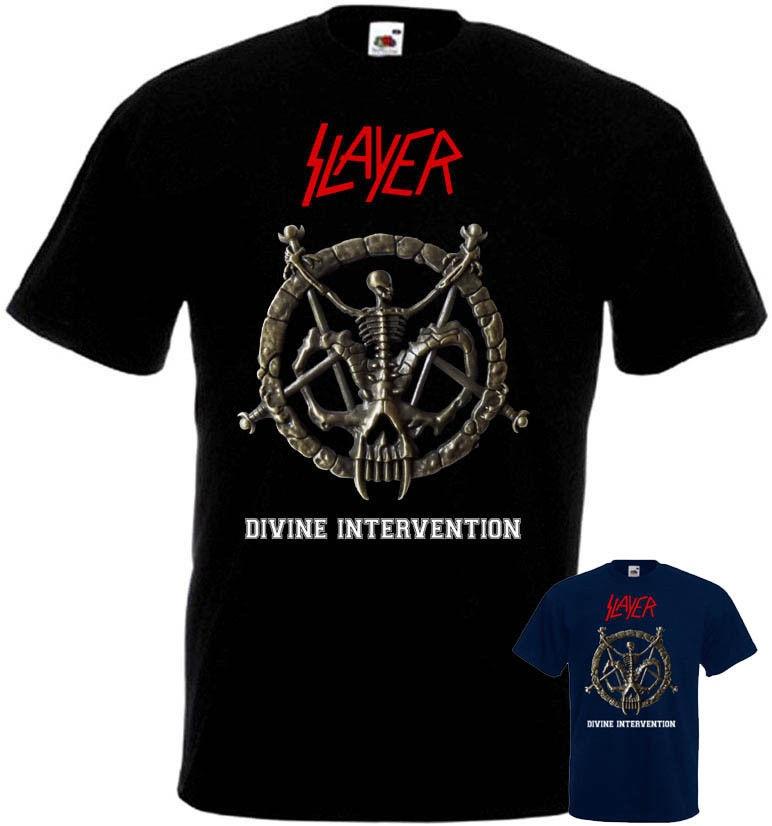 

Черные темно-синие футболки унисекс в стиле хэви-метал Slayer Divine Intervention