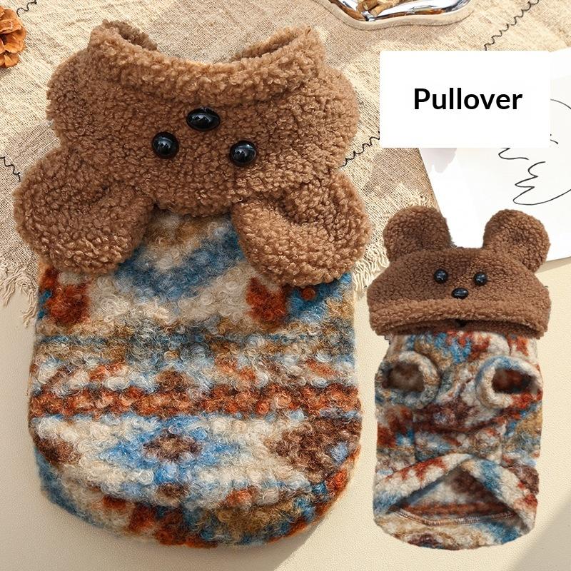Autumn Winter New Polyester Velvet Fairland Style Pet Dog Cat Clothing Supplies Teddy Bear Bitter Bear Coat Brown Bear
