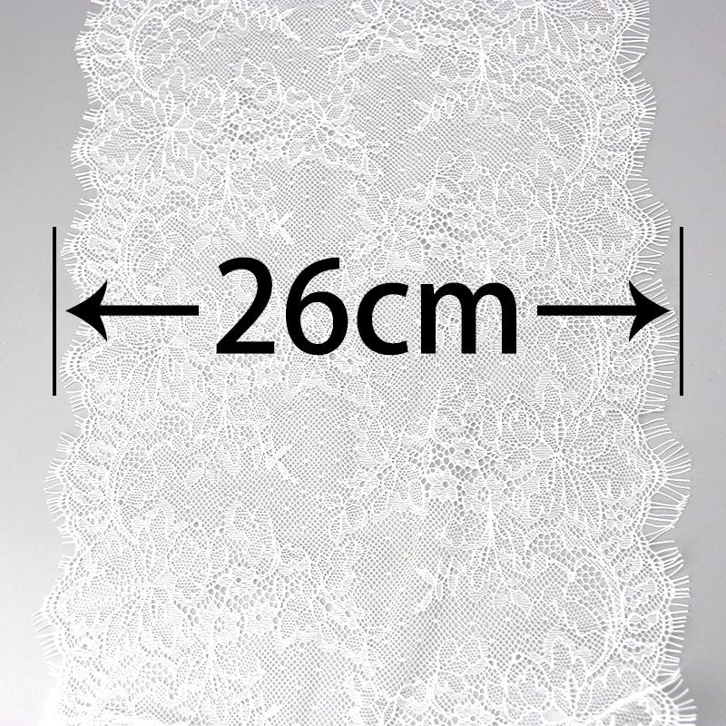 (3 meters/lot) 26cm White eyelash lace fabric Decoration Love Wedding dress accessories