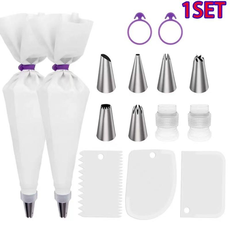 15/34-piece Stainless Steel Cake Piping Tips Set Cake Cream Decoration Tools Cream Scraper Set Kitchen Baking Utensils