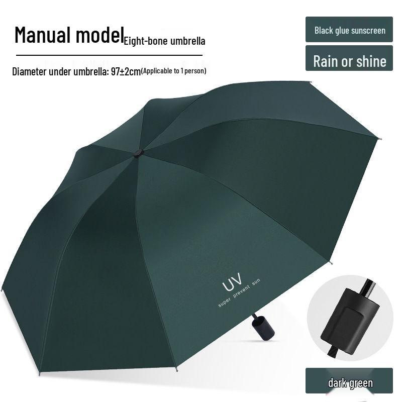 UV Black Glue Automatic Three-Fold Sun/Rain Dual-Use Umbrella with Logo Printing - Sun Protection & Rain Shield