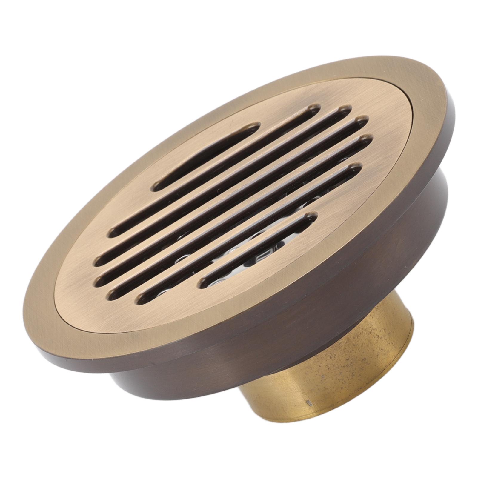 Ronde Doucheafvoer Vintage   Heavy Duty Slijtvast Koperen Vloerafvoer met 3 Accessoires voor Badkamer Keuken Garage Balkon