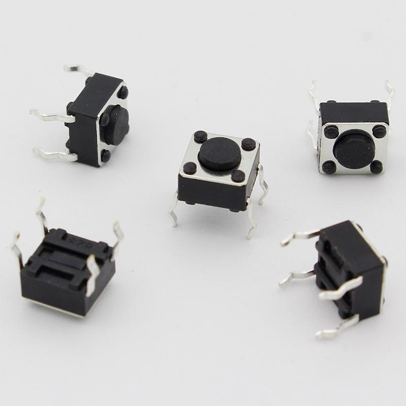 50pcs/lot 6x6x4.3MM 4PIN G89 Tactile Tact Push Button Micro Switch Direct Plug-in Self-reset DIP Top Copper
