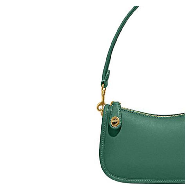 COACH Swinger 20 zipper closure cow leather armpit bag hand shoulder bag women's green