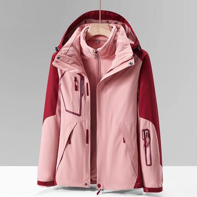 Outdoor Autumn and Winter Jacket Women's Two-piece Set Three-in-one Velvet Thickened Mountaineering Jacket for Men