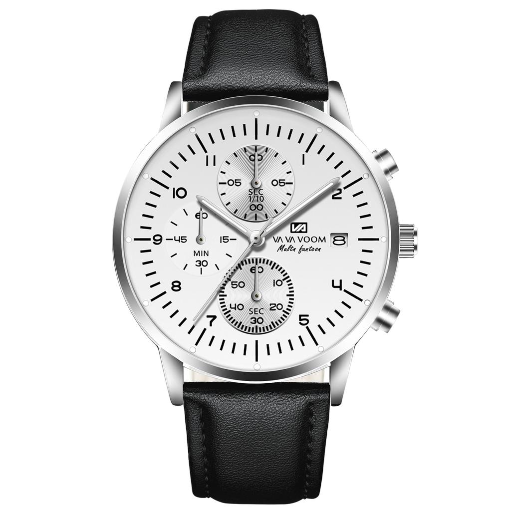 VA VA VOOM Men's Quartz Watches Top Men Wrist Watch Business Casual Waterproof Calendar Stainless Steel Band Quartz Watches Men Wrist Watch
