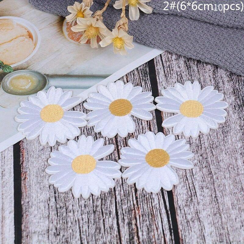 5pcs DIY Small Sun Flower Daisy Embroidery Patches for Clothing Iron On Clothes Sticker Stripe Iron-on Applique Hole Repair