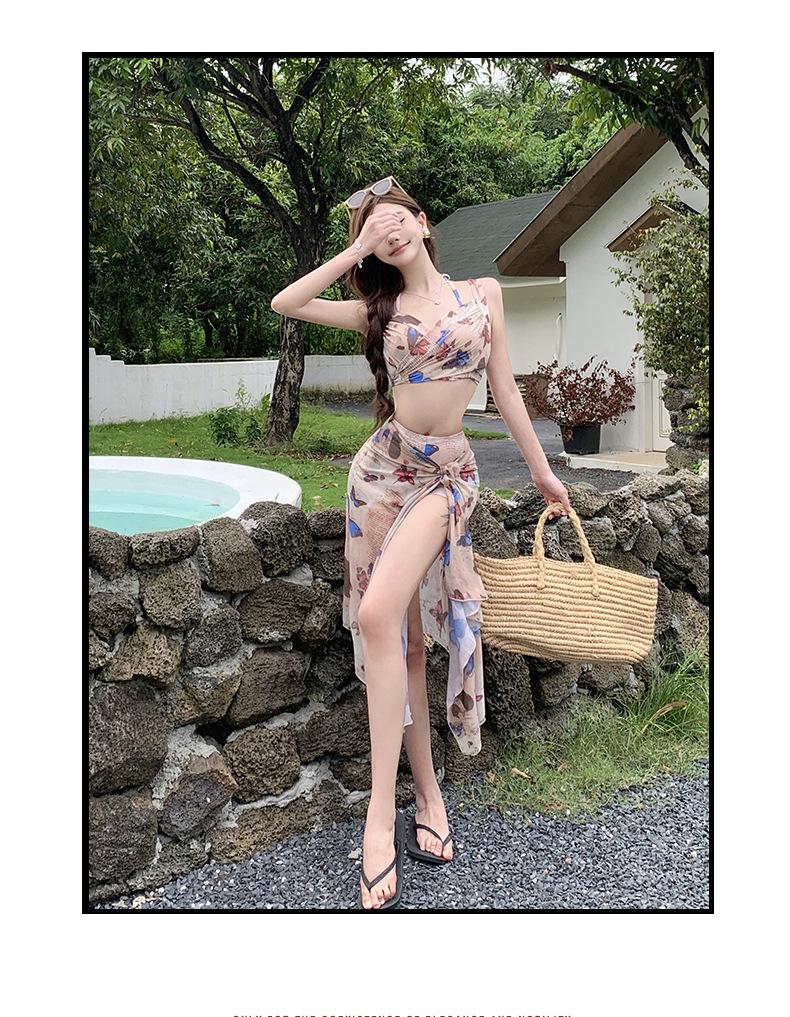 Women's 2025 Four-Piece Swimsuit Set: Long Sleeve Bikini & Maxi Dress for Seaside Vacations