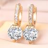 White Zircon Round Stone Cute Metal Bowknot Small Hoop Earrings For Women Gold Color Ear Buckle Wedding Jewelry Versatile Gifts
