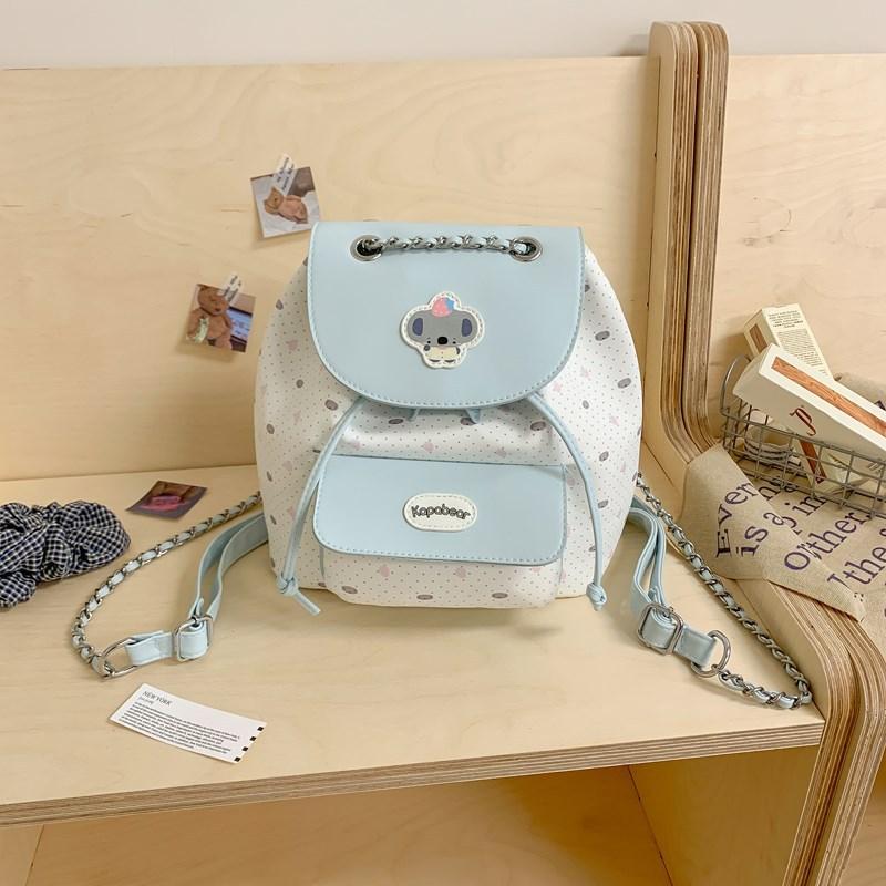 High-value girls toilet bag, simple casual small backpack, cute bow floral college style flip backpack.