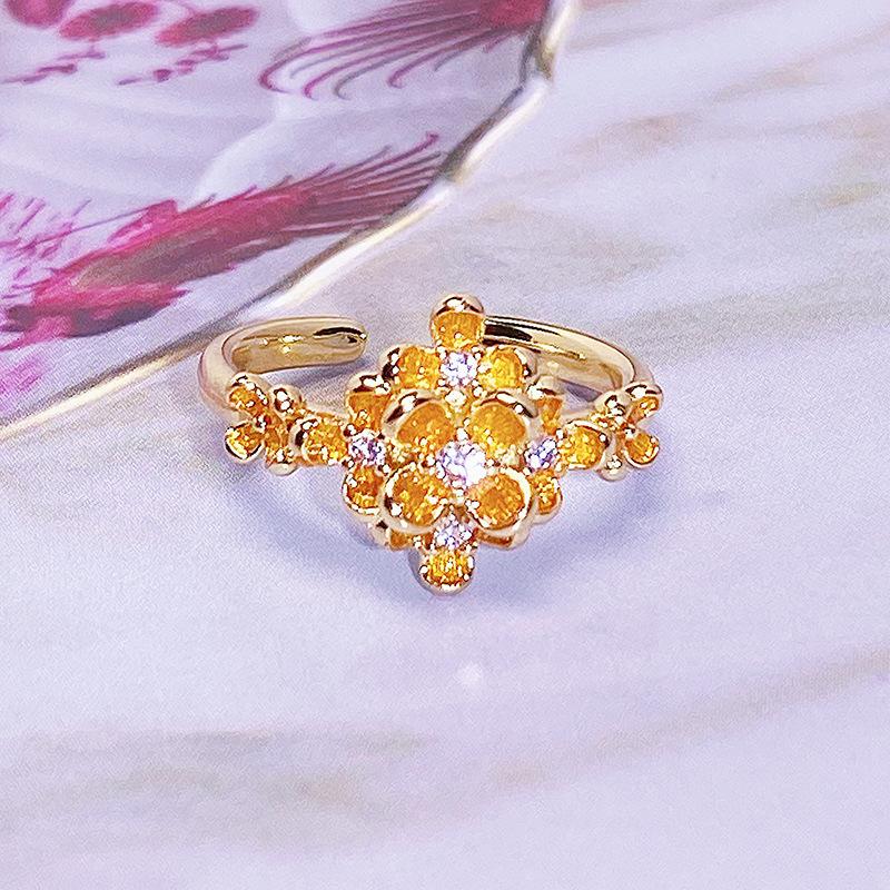 Rose Gold Light Luxury Full Of Diamonds Zircon Multi-Layer Stacked Open Ring Female Personality Niche Index Finger Ring Personality Ring