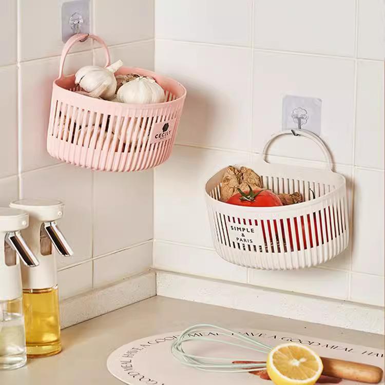 Wall-Mounted Hanging Storage Basket for Kitchen and Bathroom