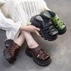 Fashion GKTINOO 2025 Summer New Retro Height Increasing Genuine Leather Slippers Hollow Out Lightweight Women's Platform Shoes