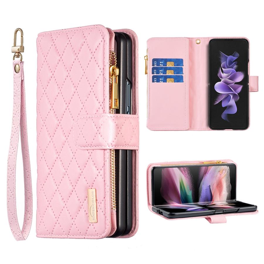 Men Zipper Leather Wallet Small Fragrance Flip Leather Case for Samsung Galaxy Z Fold4 Magnetic Women Cover Samsung Galaxy Z Fold 3 Protective Case