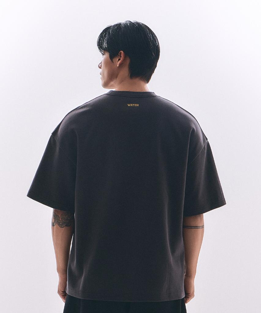 Weideun [Ali] Tko Gloves Oversized Graphic Short Sleeve Charcoal
