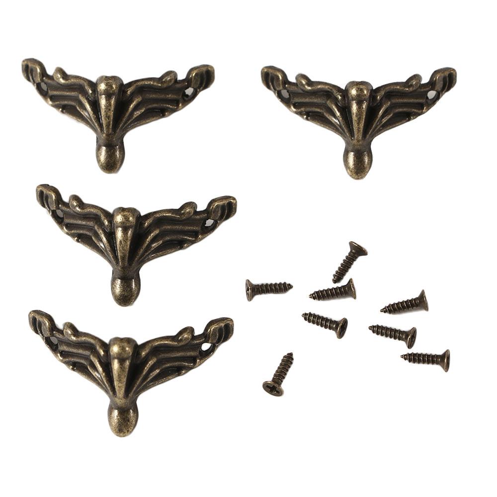4pcs Vintage Furniture Part Hardware Wood Case Protector Furniture Leg Feet Leg Corner Bracket Corner