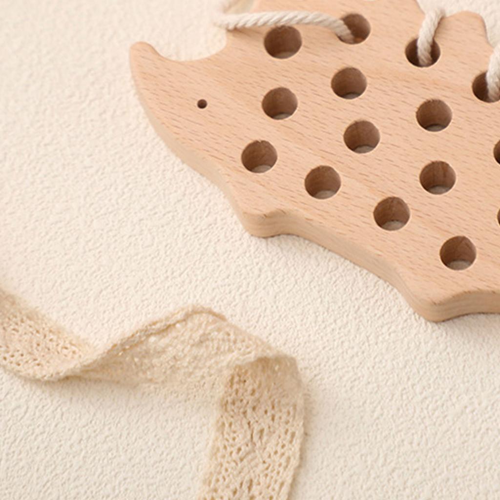Wooden Hedgehog Threading Board Educational Toy for Kids Hand Eye Coordination Fine Motor Skills Puzzle Toy