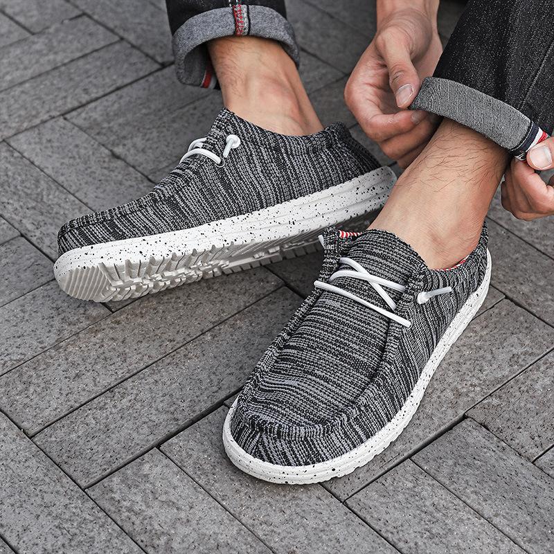 Large size men's shoes dude loafers trendy casual shoes men's canvas shoes foreign trade foot cover lazy one pedal