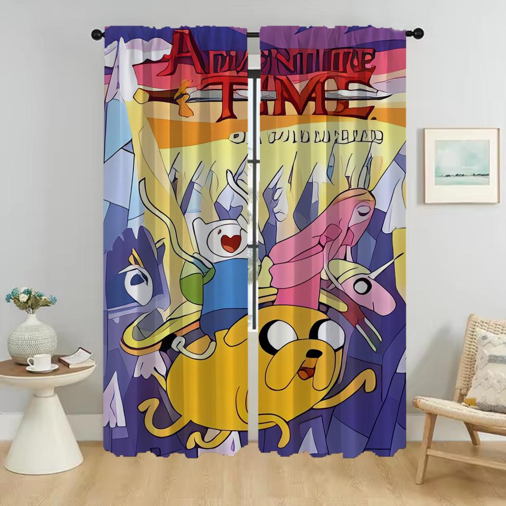 Zasłona zaciemniająca do pokoju 2 panele Adventures Time Nowoczesne zasłony do salonu Rolety Przegroda Wnętrze domu Zasłony Kuchnia