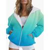 Sweat à capuche zippé manches longues décontracté pour femme Nouveaux hauts automne Dégradé Impression 3D Lâche Mode Sweat à capuche de sport Manteau femme