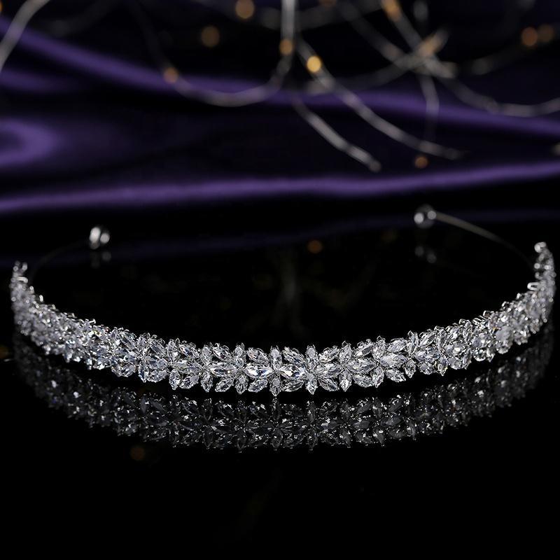 CZ Luksusowa Tiara Ślubna Klasyczna Modna Ślubna Biżuteria do Włosów Opaska Rocznicowa dla Kobiet BC5633 Corona Princesa