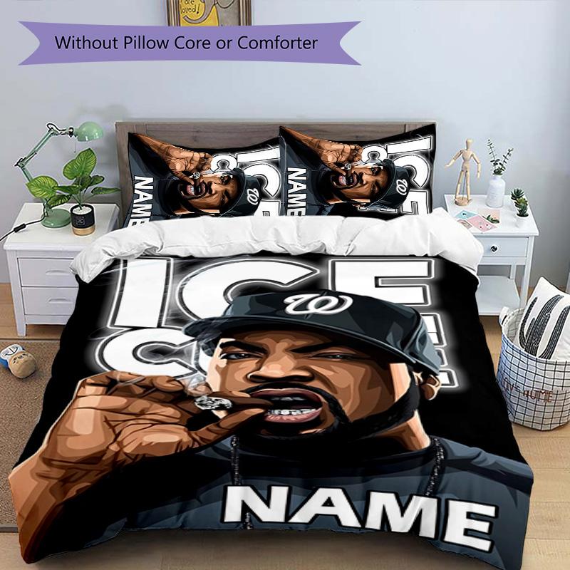 3pcs Rapper2 Cover Set - Personalized Name, HD Printed Bedding with 1 Cover and 2 Pillowcases - Perfect for Home Decor, Easy Care