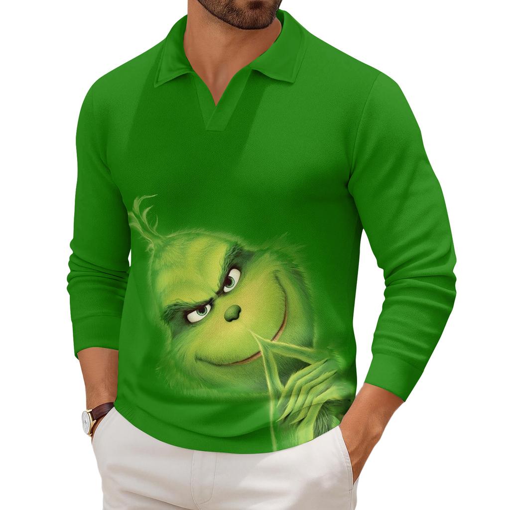 Men's Casual Collared Long-Sleeve Knit Base Layer Top