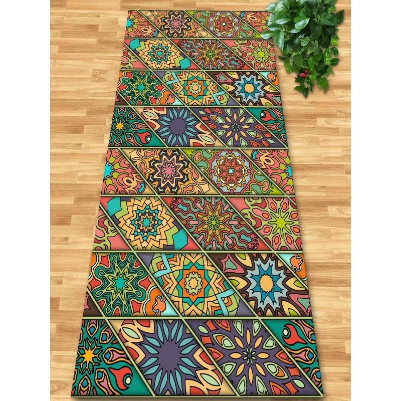 Flowers and Plank Home Balcony 3D Passageway Long Corridor Carpet Spring Floral Pattern Entryway Stairway Rugs Room Aisle Mat