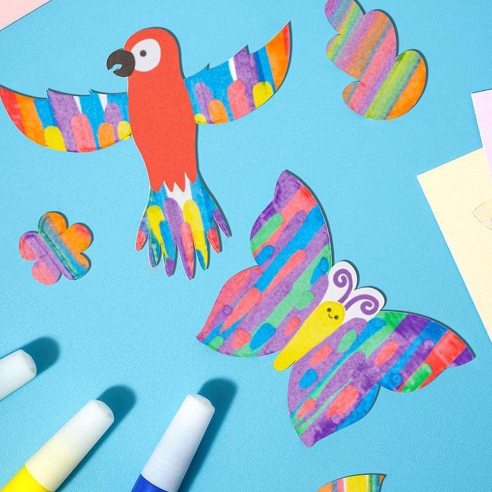 Squeegee Art Kids Paint Kit DIY Rainbow Scratch Art Childrens Painting Crafts Creativity Set Dot Painting Art Kits