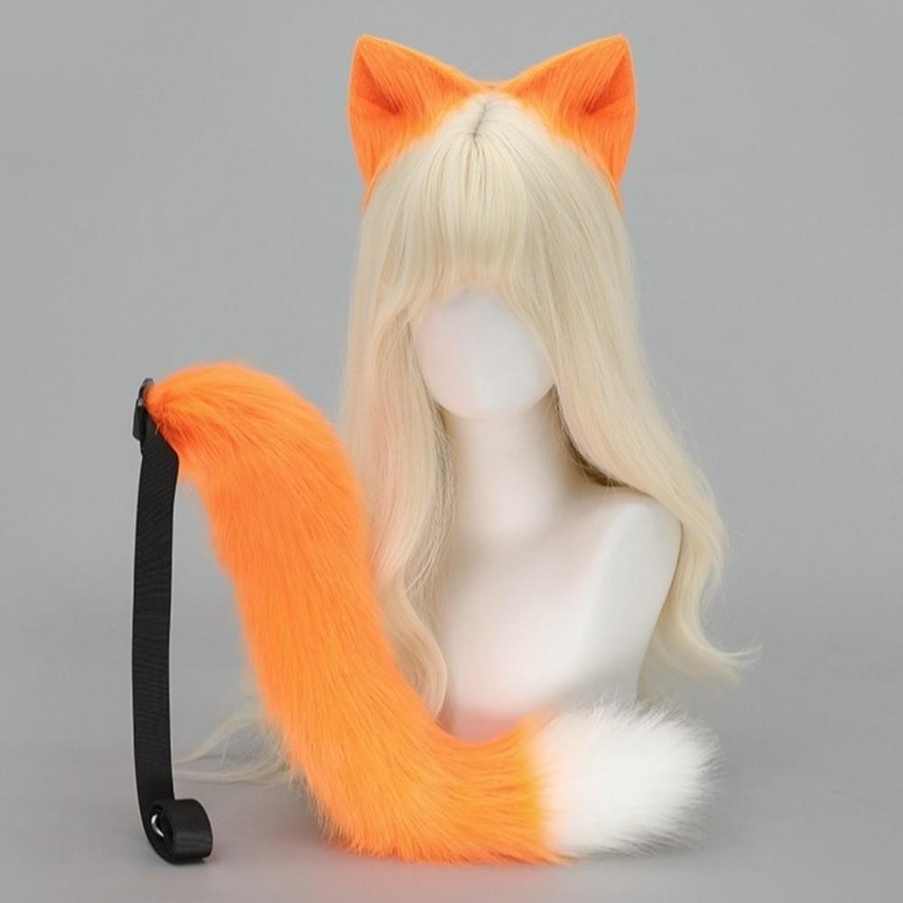 Realistic Cat Ear Headband Handmade Animal Ears Hair Band New Furry Cat Tail Set Hair Accessories