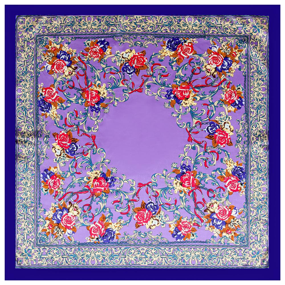 

90*90cm Peony Printed Elegant Fashion Twill Weave Satin Silk Large Square Scarf Women s New Decorative Scarf Shawl 90x90cm