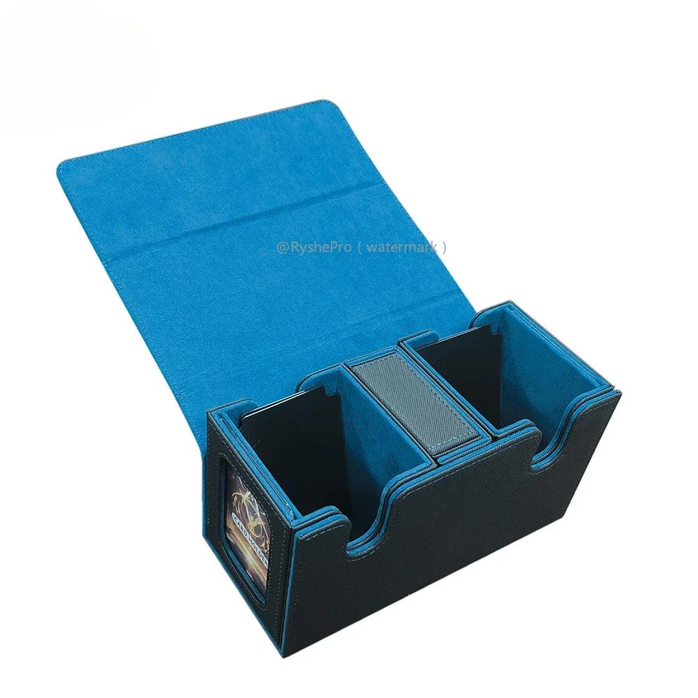 

Прочная коробка для хранения карт с лотком для кубиков. Дизайн 200+ карт с двойными рукавами для колоды MTG Commander с боковым лотком для карт.