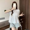 Women's Striped Shirt Round Neck Bow Design Waist Cinching Ladies Blouse Summer Casual Fashionable Famale Pullover Top