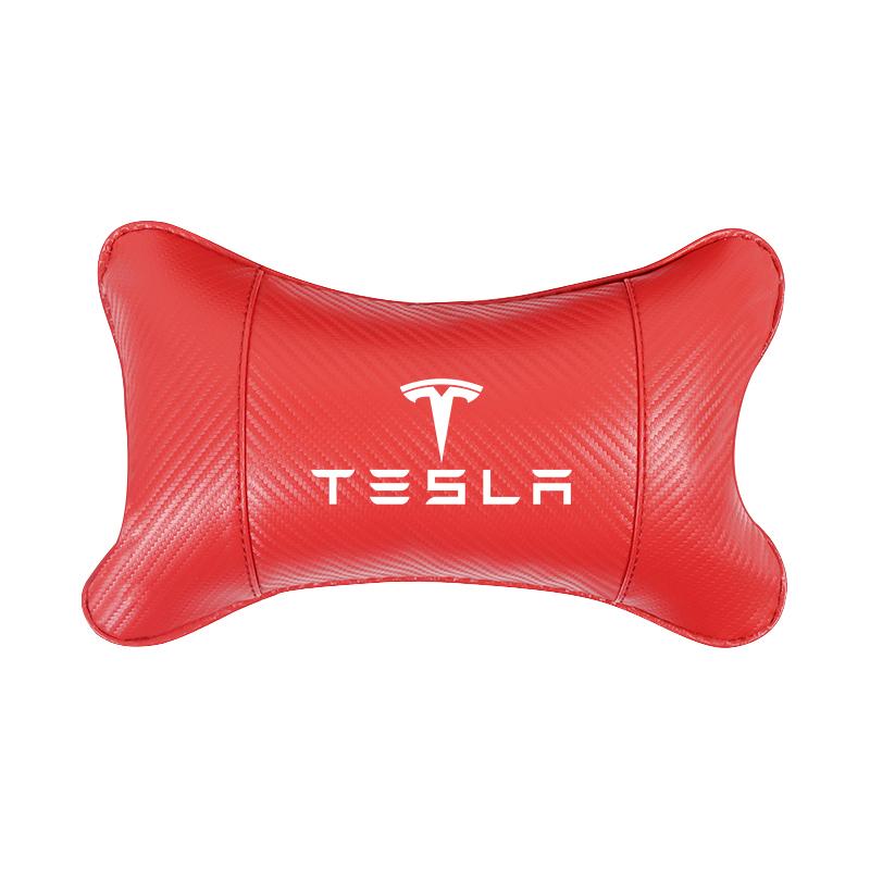 Car Seat Headrest Carbon Leather Pillow Neck Cushioning For Tesla Model-Y Model-3 Model-X Model-S Cybertruck Roadster SpaceX
