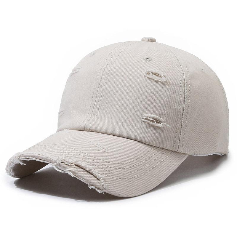 

Fashion Retro Washed Hole Baseball Caps Hip Hop Snapback Peaked Cap Sun Hats For Women And Men бежевый