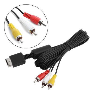 TV Black Adapter Flat Video/Audio Cable AV Cord 3 RCA