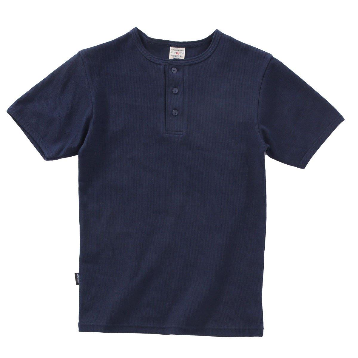 Avirex Daily Henley Neck Rib Short Royal T-Shirt, Sleeve, XL,