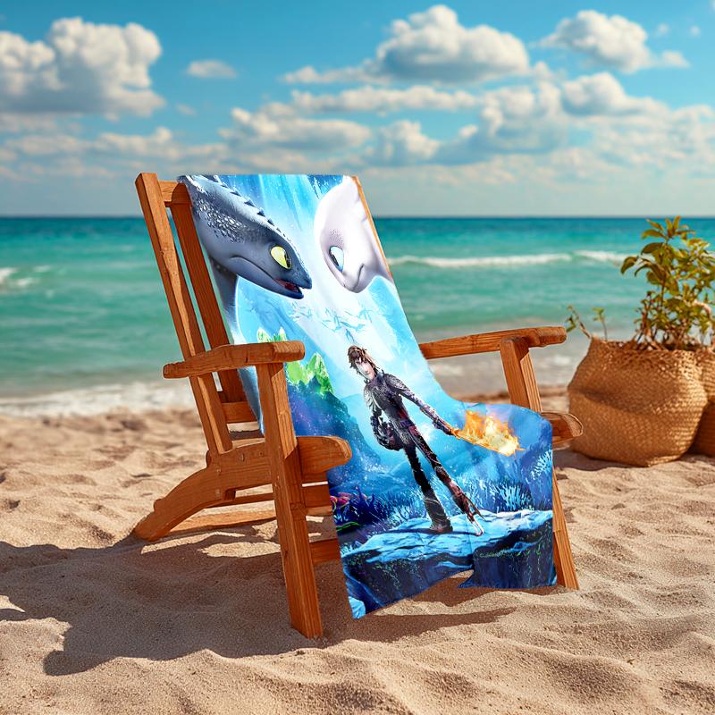1pc Toothless2 Beach Towel, Comfortable and Thick, and Swimming/Bath/Picnic/Camping Towel, Suitable for Seaside Beaches