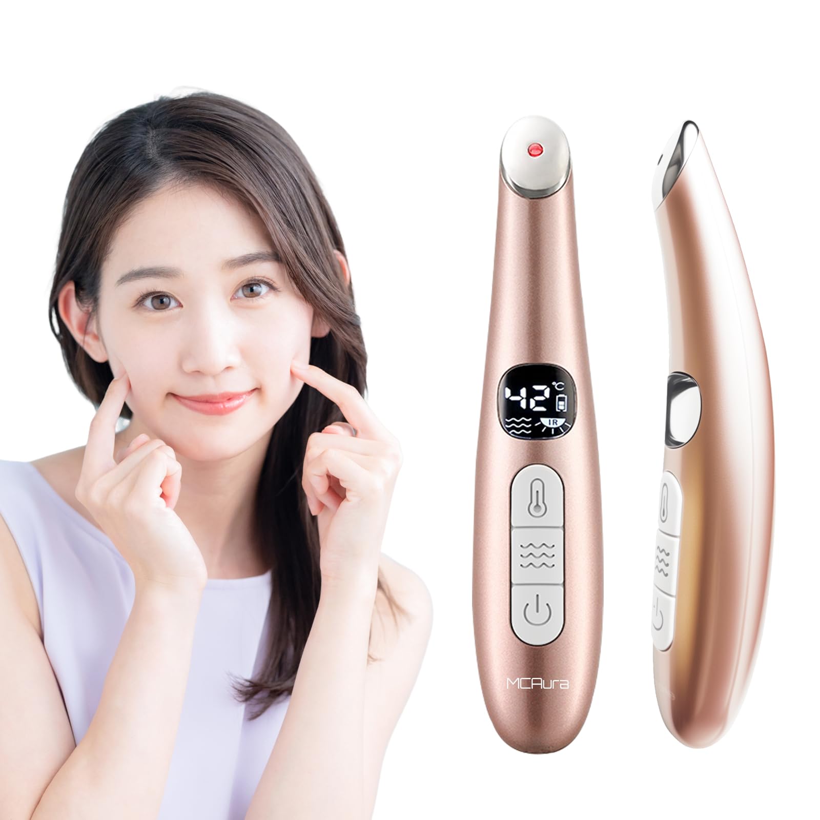 

MCAura Устройство для ухода за глазами и лицом с 8 температурными режимами, красным светом, USB, легкое и идеально подходящее для дома, идеальный подарок для или на дни рождения, настройки, LED,